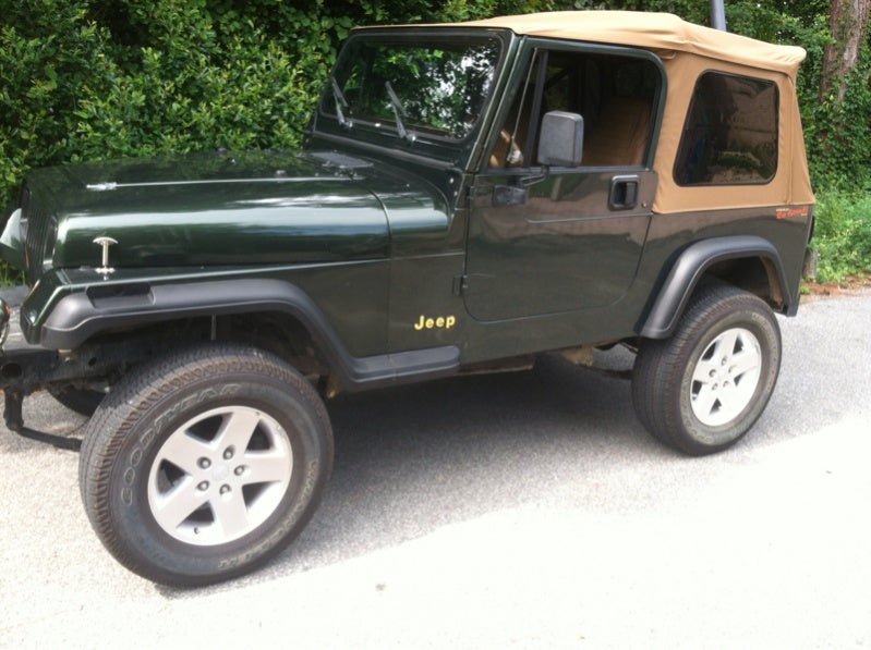 looking for pics... Green Jeep, Tan top, White Wheels | Jeep Wrangler Forum