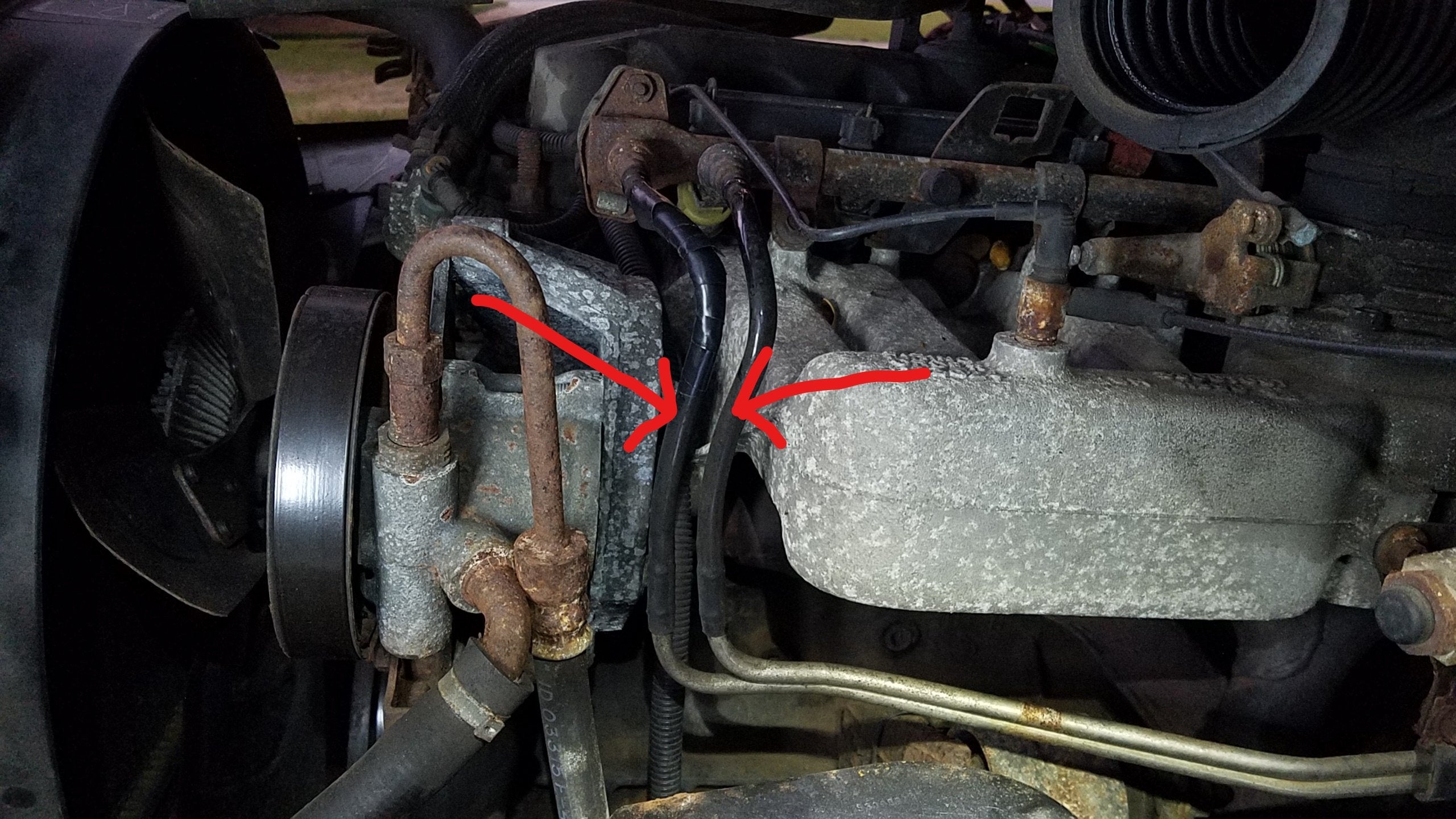 Blown rubber fuel line that connects aluminum fuel line from fuel pump to  regulator on fuel rail | Jeep Wrangler Forum