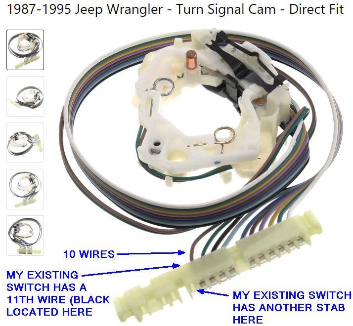 YJ Turn Signal Switch Wiring Connector 10 vs. 11 wire - Perplexed!! | Jeep  Wrangler Forum