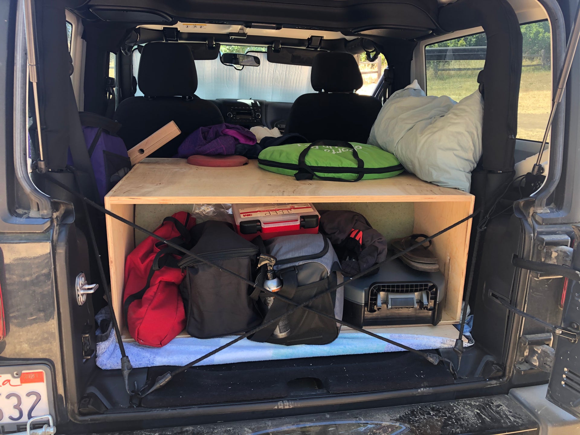 DIY camper shell/tailgate extension I built for sleeping in my 2 door. | Jeep  Wrangler Forum